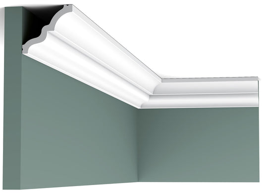 Orac Decor C325 Cornice Soffitto Parete Purotouch® Poliuretano Ad Alta Densità Bianco Resistente Agli Urti Calore Acqua Facile Da Installare Verniciabile Pretrattata Primer Acrilico Impermeabile Per Interno ed Esterno Ambienti Umidi Misura 200x7x6,5 cm