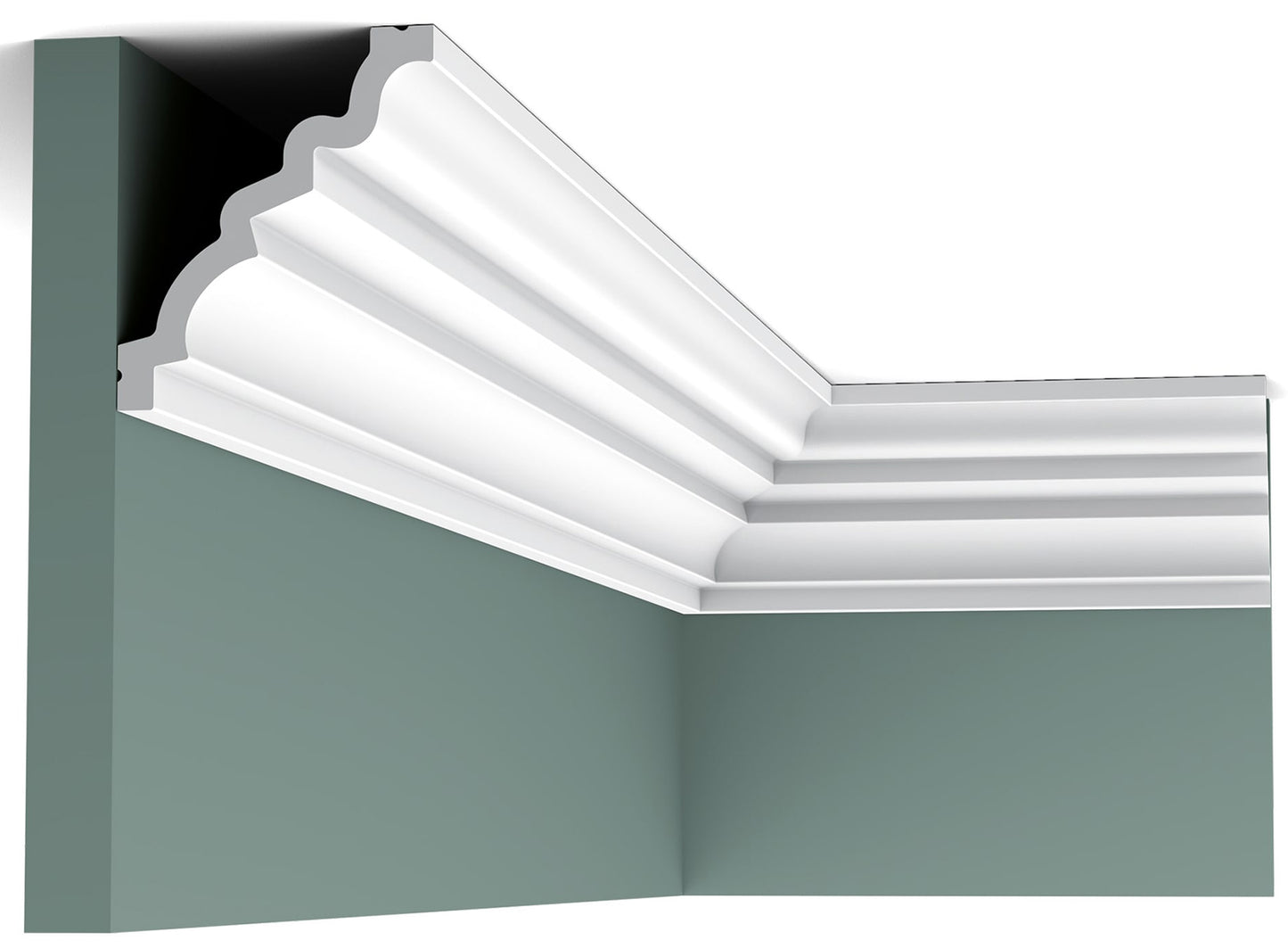 Orac Decor C326 Cornice Soffitto Parete Purotouch® Poliuretano Ad Alta Densità Bianco Resistente Agli Urti Calore Acqua Facile Da Installare Verniciabile Pretrattata Primer Acrilico Impermeabile Per Interno ed Esterno Ambienti Umidi Misura 200x10,5x9 cm