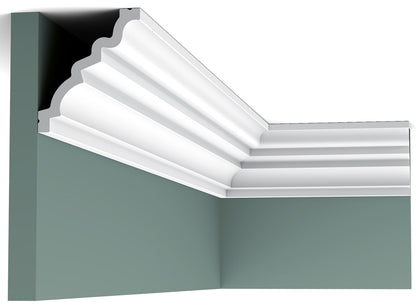 Orac Decor C326 Cornice Soffitto Parete Purotouch® Poliuretano Ad Alta Densità Bianco Resistente Agli Urti Calore Acqua Facile Da Installare Verniciabile Pretrattata Primer Acrilico Impermeabile Per Interno ed Esterno Ambienti Umidi Misura 200x10,5x9 cm