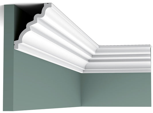 Orac Decor C326 Cornice Soffitto Parete Purotouch® Poliuretano Ad Alta Densità Bianco Resistente Agli Urti Calore Acqua Facile Da Installare Verniciabile Pretrattata Primer Acrilico Impermeabile Per Interno ed Esterno Ambienti Umidi Misura 200x10,5x9 cm