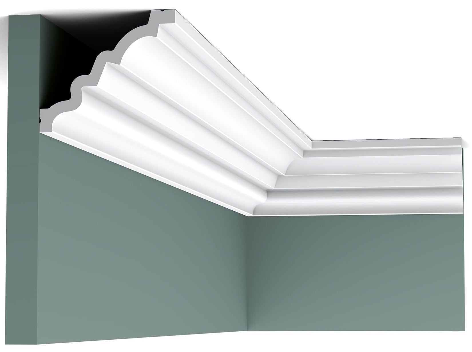 Orac Decor C326 Cornice Soffitto Parete Purotouch® Poliuretano Ad Alta Densità Bianco Resistente Agli Urti Calore Acqua Facile Da Installare Verniciabile Pretrattata Primer Acrilico Impermeabile Per Interno ed Esterno Ambienti Umidi Misura 200x10,5x9 cm