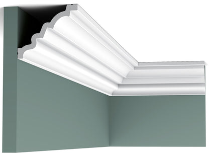 Orac Decor C326 Cornice Soffitto Parete Purotouch® Poliuretano Ad Alta Densità Bianco Resistente Agli Urti Calore Acqua Facile Da Installare Verniciabile Pretrattata Primer Acrilico Impermeabile Per Interno ed Esterno Ambienti Umidi Misura 200x10,5x9 cm