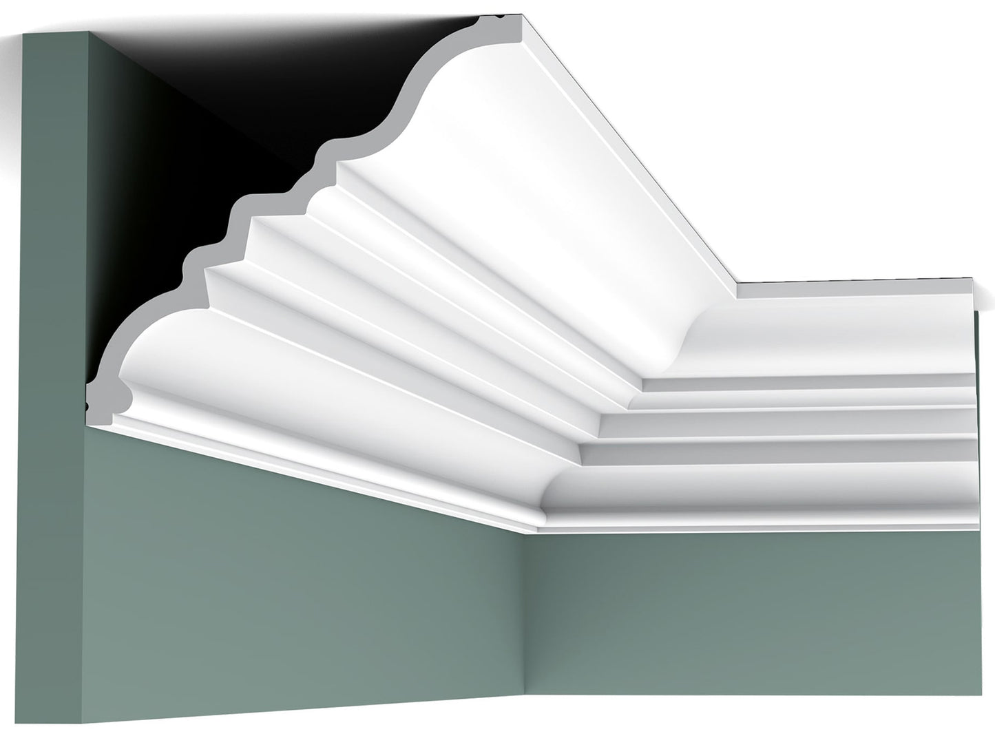 Orac Decor C327 Cornice Soffitto Parete Purotouch® Poliuretano Ad Alta Densità Bianco Resistente Agli Urti Calore Acqua Facile Da Installare Verniciabile Pretrattata Primer Acrilico Impermeabile Per Interno Esterno Ambienti Umidi Misura 200x14,3x15,9 cm