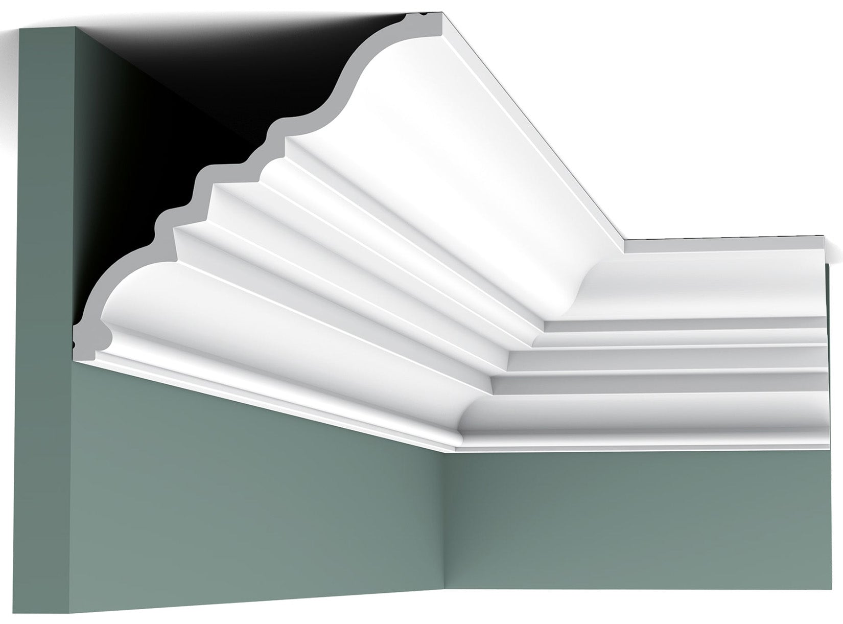 Orac Decor C327 Cornice Soffitto Parete Purotouch® Poliuretano Ad Alta Densità Bianco Resistente Agli Urti Calore Acqua Facile Da Installare Verniciabile Pretrattata Primer Acrilico Impermeabile Per Interno Esterno Ambienti Umidi Misura 200x14,3x15,9 cm