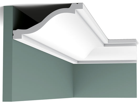 Orac Decor C331 Cornice Soffitto Parete Purotouch® Poliuretano Ad Alta Densità Bianco Resistente Agli Urti Calore Acqua Facile Da Installare Verniciabile Pretrattata Primer Acrilico Impermeabile Per Interno Esterno Ambienti Umidi Misura 200x6,4x13,5 cm