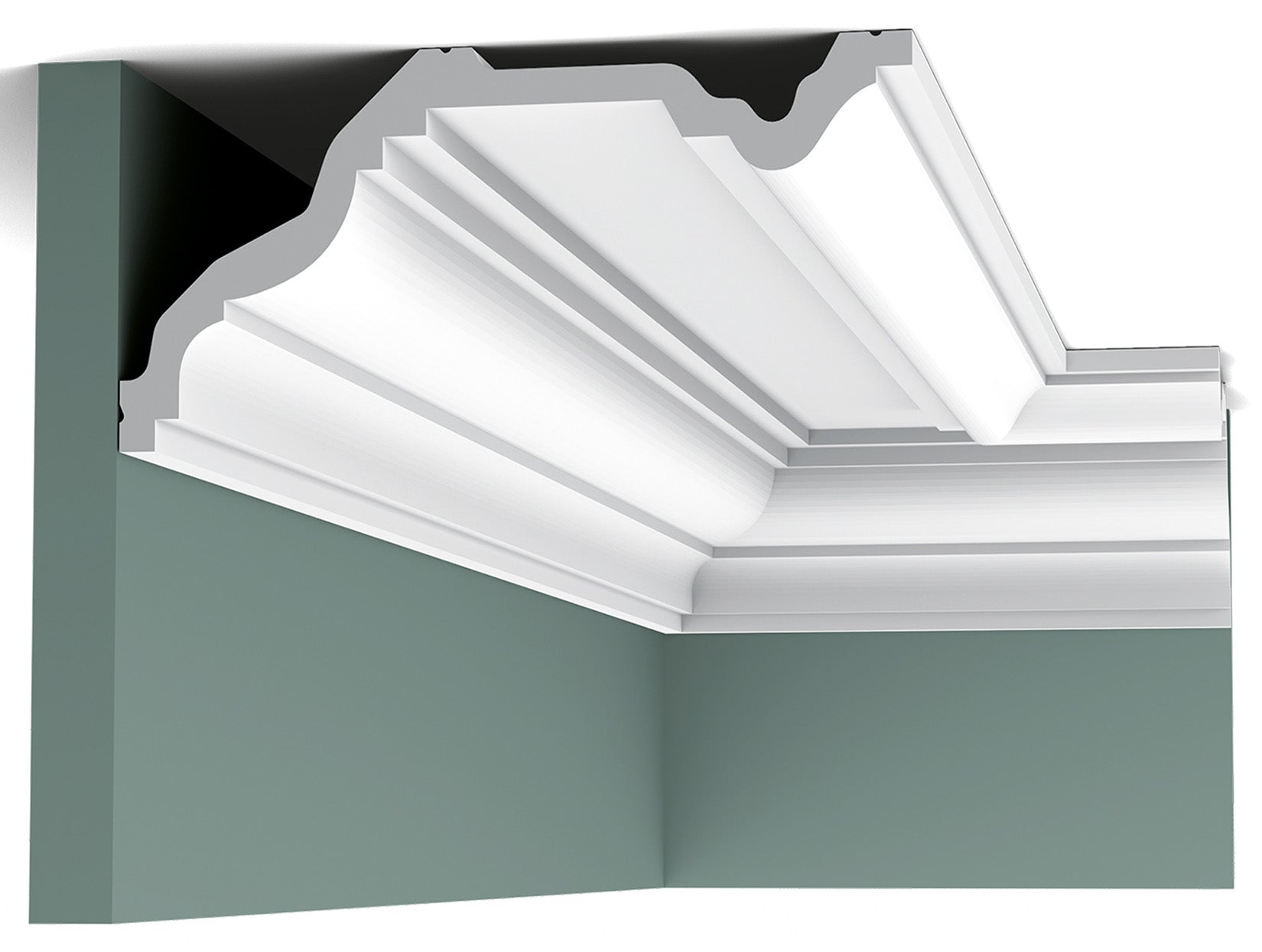 Orac Decor C332 Cornice Soffitto Parete Purotouch® Poliuretano Ad Alta Densità Bianco Resistente Agli Urti Calore Acqua Facile Da Installare Verniciabile Pretrattata Primer Acrilico Impermeabile Per Interno ed Esterno Ambienti Umidi Misura 200x23x11,4 cm