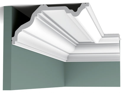 Orac Decor C332 Cornice Soffitto Parete Purotouch® Poliuretano Ad Alta Densità Bianco Resistente Agli Urti Calore Acqua Facile Da Installare Verniciabile Pretrattata Primer Acrilico Impermeabile Per Interno ed Esterno Ambienti Umidi Misura 200x23x11,4 cm