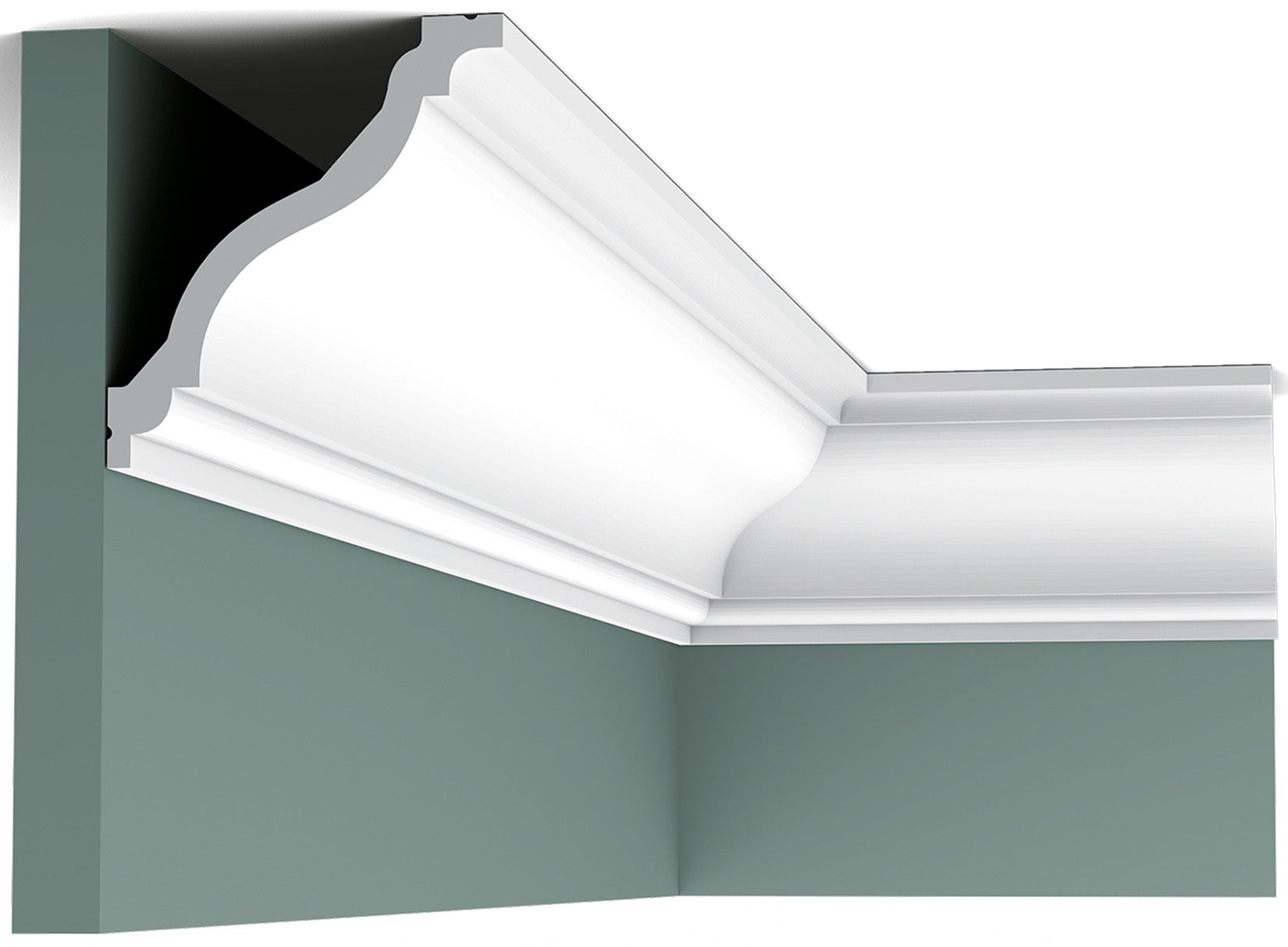 Orac Decor C333 Cornice Soffitto Parete Purotouch® Poliuretano Ad Alta Densità Bianco Resistente Agli Urti Calore Acqua Facile Da Installare Verniciabile Pretrattata Primer Acrilico Impermeabile Per Interno ed Esterno Ambienti Umidi Misura 200x12,2x11,1cm