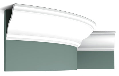 Orac Decor C333F Cornice Soffitto Parete Poliuretano Flessibile Curvabile Bianco Resistente Agli Urti Calore Termiti Acqua Facile Da Installare Verniciabile Pretrattata Primer Acrilico Impermeabile Interno Esterno Ambienti Umidi Misura 200x12,2x11,1cm