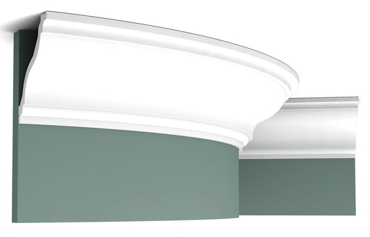 Orac Decor C333F Cornice Soffitto Parete Poliuretano Flessibile Curvabile Bianco Resistente Agli Urti Calore Termiti Acqua Facile Da Installare Verniciabile Pretrattata Primer Acrilico Impermeabile Interno Esterno Ambienti Umidi Misura 200x12,2x11,1cm