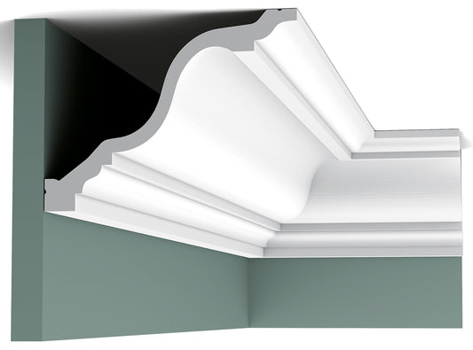 Orac Decor C334 Cornice Soffitto Parete Purotouch® Poliuretano Ad Alta Densità Bianco Resistente Agli Urti Calore Acqua Facile Da Installare Verniciabile Pretrattata Primer Acrilico Impermeabile Per Interno ed Esterno Ambienti Umidi Misura 200x15x19,6 cm