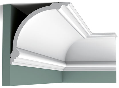 Orac Decor C338 Cornice Soffitto Parete Purotouch® Poliuretano Ad Alta Densità Bianco Resistente Agli Urti Calore Facile Da Installare Verniciabile Pretrattata Primer Acrilico Impermeabile Per Interno ed Esterno Ambienti Umidi Misura 200x18,2x18,2 cm