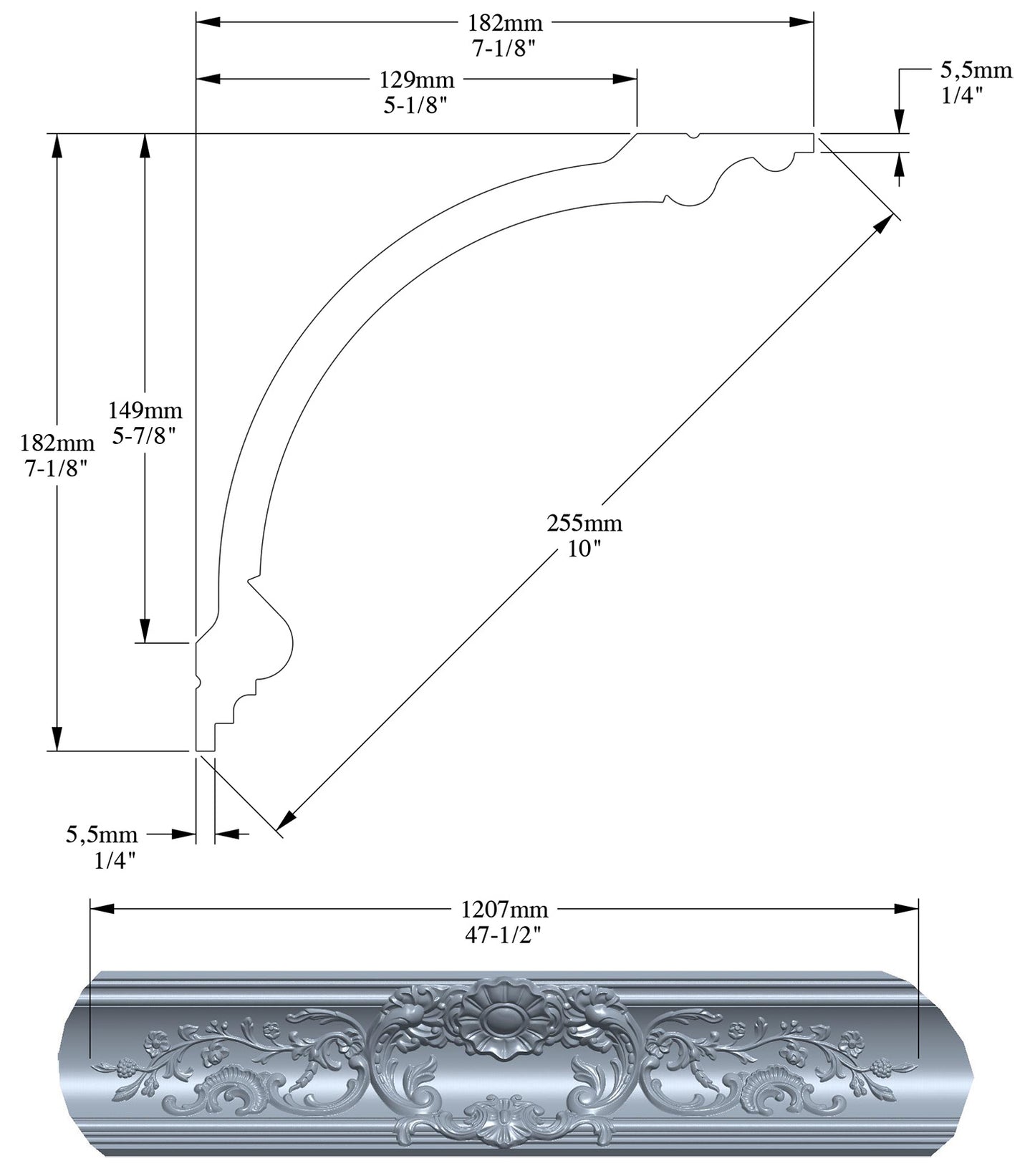 Orac Decor C338A Cornice Soffitto Parete Purotouch® Poliuretano Ad Alta Densità Bianco Resistente Agli Urti Calore Facile Da Installare Verniciabile Pretrattata Primer Acrilico Impermeabile Per Interno ed Esterno Ambienti Umidi Misura 200x18,2x18,2 cm