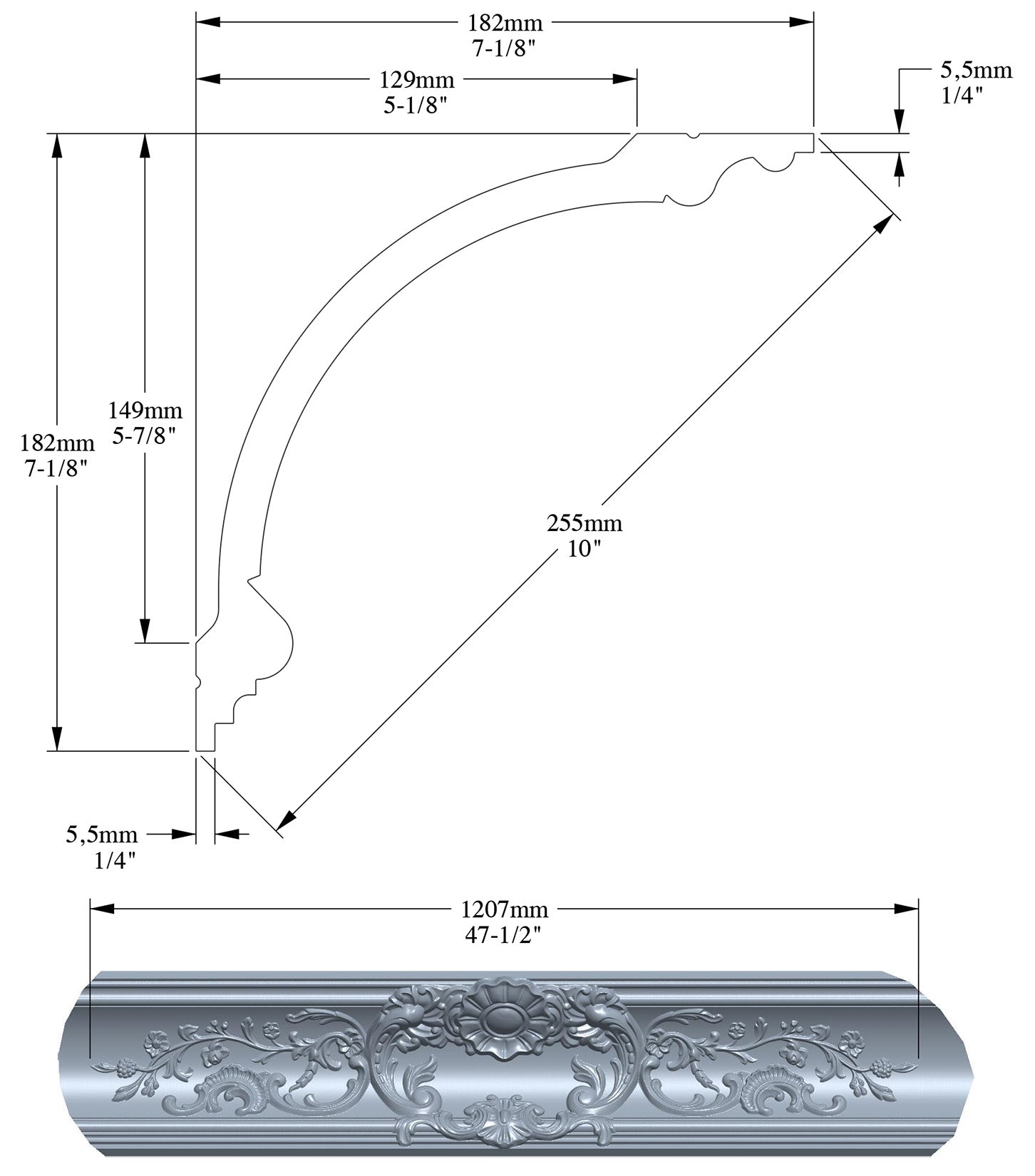 Orac Decor C338A Cornice Soffitto Parete Purotouch® Poliuretano Ad Alta Densità Bianco Resistente Agli Urti Calore Facile Da Installare Verniciabile Pretrattata Primer Acrilico Impermeabile Per Interno ed Esterno Ambienti Umidi Misura 200x18,2x18,2 cm