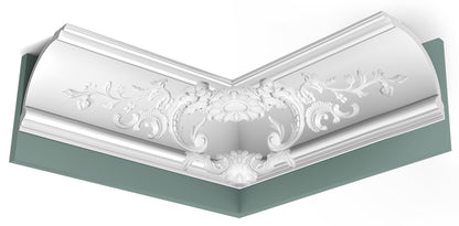 Orac Decor C338B Cornice Soffitto Purotouch® Poliuretano Ad Alta Densità Bianco Resistente Agli Urti Calore Facile Da Installare Stile Barocco Verniciabile Pretrattata Primer Acrilico Impermeabile Per Interno Esterno Ambienti Umidi Misura 200x18,2x18,2 cm