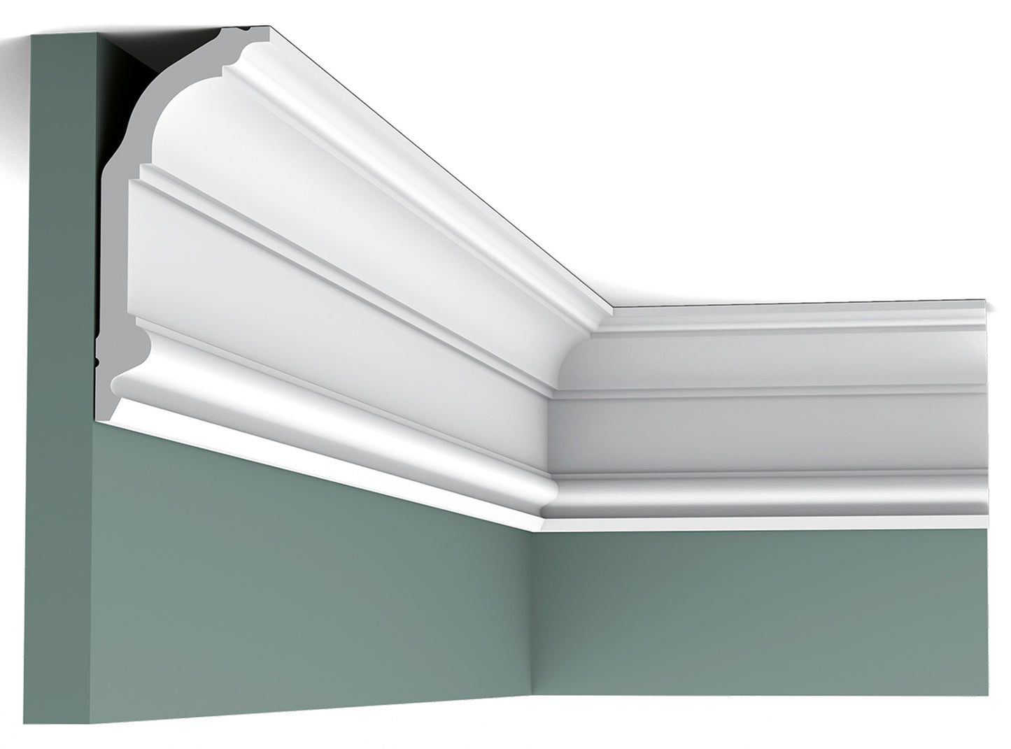 Orac Decor C339 Cornice Soffitto Parete Purotouch® Poliuretano Ad Alta Densità Bianco Resistente Agli Urti Calore Acqua Facile Da Installare Verniciabile Pretrattata Primer Acrilico Impermeabile Per Interno ed Esterno Ambienti Umidi Misura 200x14,1x6,4 cm