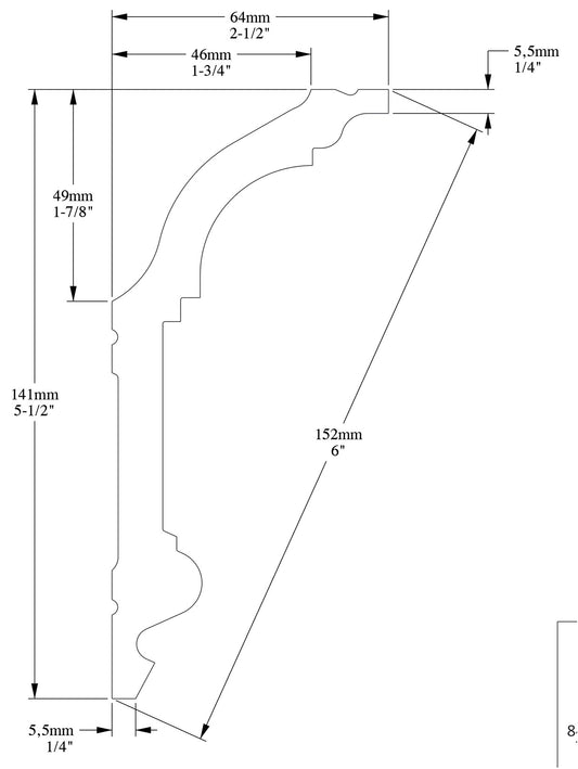 Orac Decor C339 Cornice Soffitto Parete Purotouch® Poliuretano Ad Alta Densità Bianco Resistente Agli Urti Calore Acqua Facile Da Installare Verniciabile Pretrattata Primer Acrilico Impermeabile Per Interno ed Esterno Ambienti Umidi Misura 200x14,1x6,4 cm