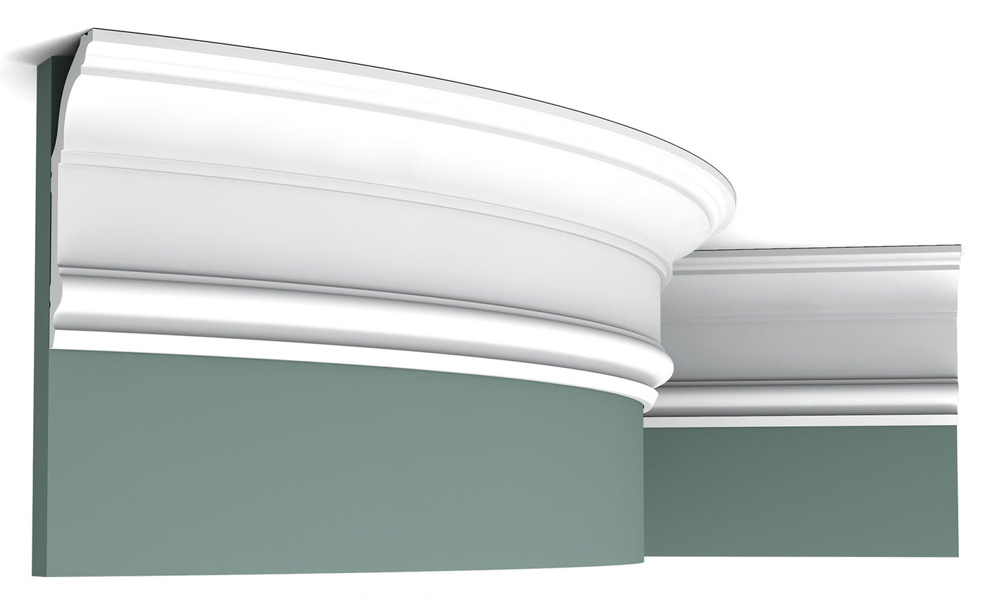 Orac Decor C339F Cornice Soffitto Parete Poliuretano Flessibile Curvabile Bianco Resistente Agli Urti Calore Termiti Acqua Facile Da Installare Verniciabile Pretrattata Primer Acrilico Impermeabile Interno Esterno Ambienti Umidi Misura 200x14,1x6,4 cm