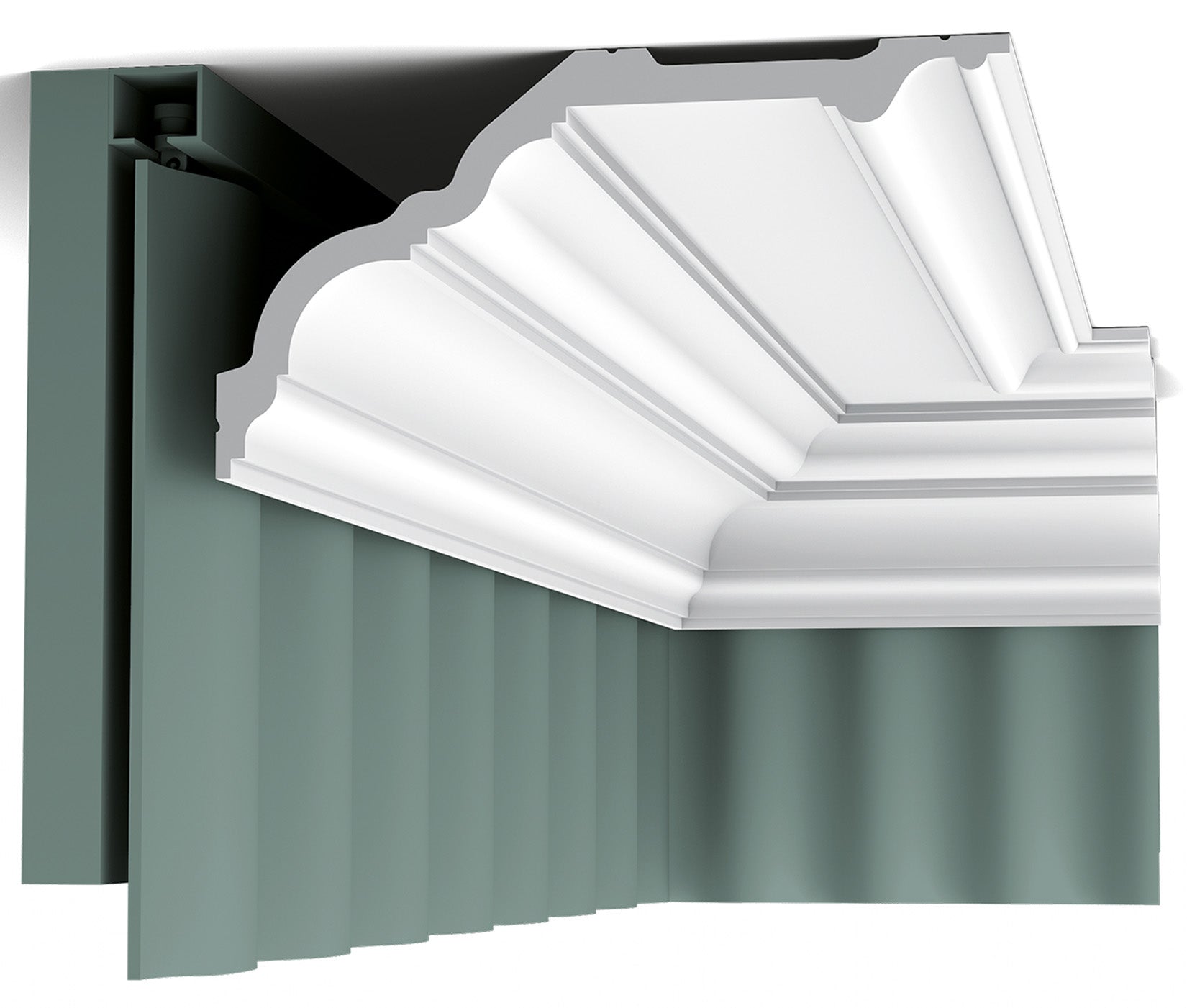 Orac Decor C340 Cornice Soffitto Parete Purotouch® Poliuretano Ad Alta Densità Bianco Resistente Agli Urti Calore Facile Da Installare Verniciabile Pretrattata Primer Acrilico Impermeabile Per Interno ed Esterno Ambienti Umidi Misura 200x25,6x13,5 cm