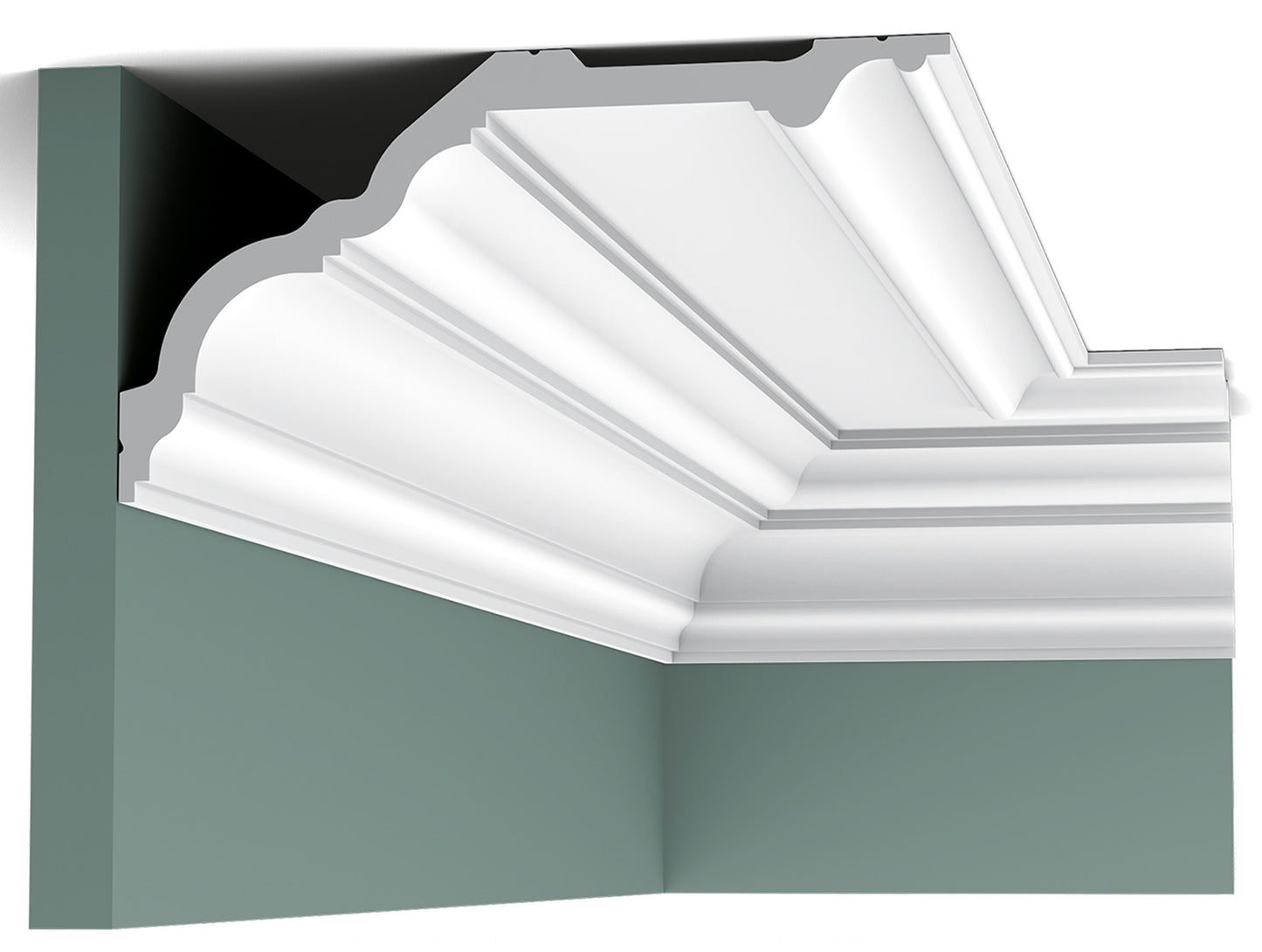 Orac Decor C340 Cornice Soffitto Parete Purotouch® Poliuretano Ad Alta Densità Bianco Resistente Agli Urti Calore Facile Da Installare Verniciabile Pretrattata Primer Acrilico Impermeabile Per Interno ed Esterno Ambienti Umidi Misura 200x25,6x13,5 cm