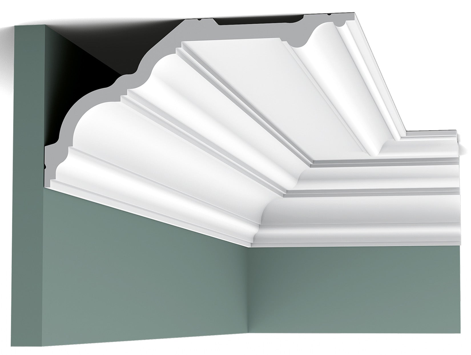 Orac Decor C340 Cornice Soffitto Parete Purotouch® Poliuretano Ad Alta Densità Bianco Resistente Agli Urti Calore Facile Da Installare Verniciabile Pretrattata Primer Acrilico Impermeabile Per Interno ed Esterno Ambienti Umidi Misura 200x25,6x13,5 cm
