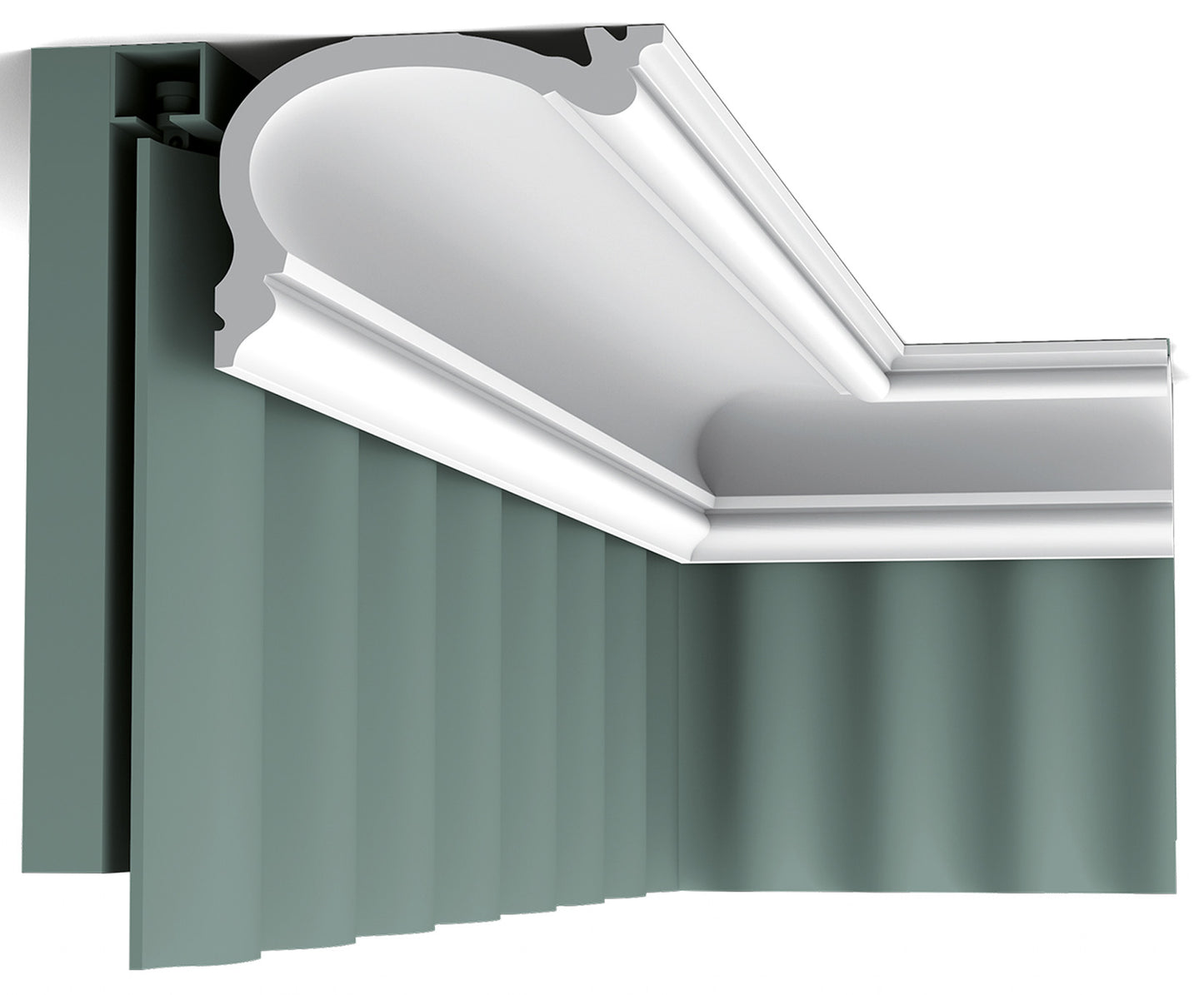 Orac Decor C341 Cornice Soffitto Parete Purotouch® Poliuretano Alta Densità Bianco Resistente Agli Urti Calore Facile Installazione Profilo Per Tenda Verniciabile Pretrattata Primer Acrilico Impermeabile Interno Esterno Ambienti Umidi 200x8,8x12,2 cm