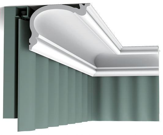 Orac Decor C341 Cornice Soffitto Parete Purotouch® Poliuretano Alta Densità Bianco Resistente Agli Urti Calore Facile Installazione Profilo Per Tenda Verniciabile Pretrattata Primer Acrilico Impermeabile Interno Esterno Ambienti Umidi 200x8,8x12,2 cm