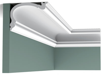 Orac Decor C341 Cornice Soffitto Parete Purotouch® Poliuretano Alta Densità Bianco Resistente Agli Urti Calore Facile Installazione Profilo Per Tenda Verniciabile Pretrattata Primer Acrilico Impermeabile Interno Esterno Ambienti Umidi 200x8,8x12,2 cm