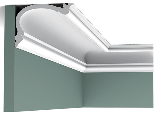 Orac Decor C341 Cornice Soffitto Parete Purotouch® Poliuretano Alta Densità Bianco Resistente Agli Urti Calore Facile Installazione Profilo Per Tenda Verniciabile Pretrattata Primer Acrilico Impermeabile Interno Esterno Ambienti Umidi 200x8,8x12,2 cm