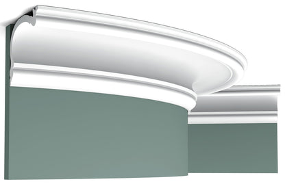 Orac Decor C341F Cornice Soffitto Parete Poliuretano Flessibile Curvabile Bianco Resistente Agli Urti Calore Termiti Acqua Facile Da Installare Verniciabile Pretrattata Primer Acrilico Impermeabile Interno Esterno Ambienti Umidi Misura 200x8,8x12,2cm