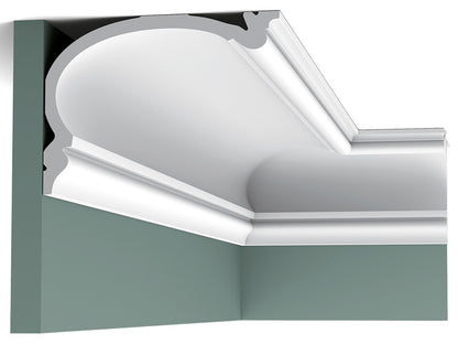 Orac Decor C342 Cornice Soffitto Parete Purotouch® Poliuretano Ad Alta Densità Bianco Resistente Agli Urti Calore Acqua Facile Da Installare Verniciabile Pretrattata Primer Acrilico Impermeabile Per Interno ed Esterno Ambienti Umidi Misura 200x14x19 cm