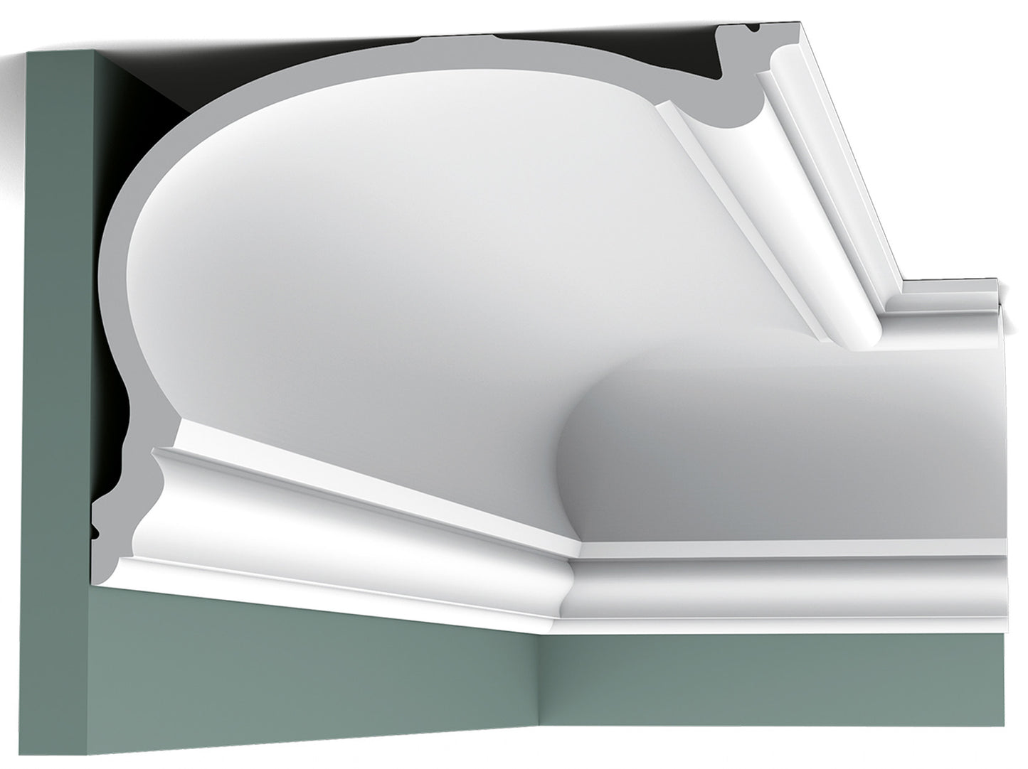 Orac Decor C343 Cornice Soffitto Parete Purotouch® Poliuretano Ad Alta Densità Bianco Resistente Agli Urti Calore Acqua Facile Da Installare Verniciabile Pretrattata Primer Acrilico Impermeabile Per Interno ed Esterno Ambienti Umidi Misura 200x19x25 cm