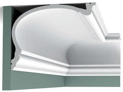 Orac Decor C343 Cornice Soffitto Parete Purotouch® Poliuretano Ad Alta Densità Bianco Resistente Agli Urti Calore Acqua Facile Da Installare Verniciabile Pretrattata Primer Acrilico Impermeabile Per Interno ed Esterno Ambienti Umidi Misura 200x19x25 cm