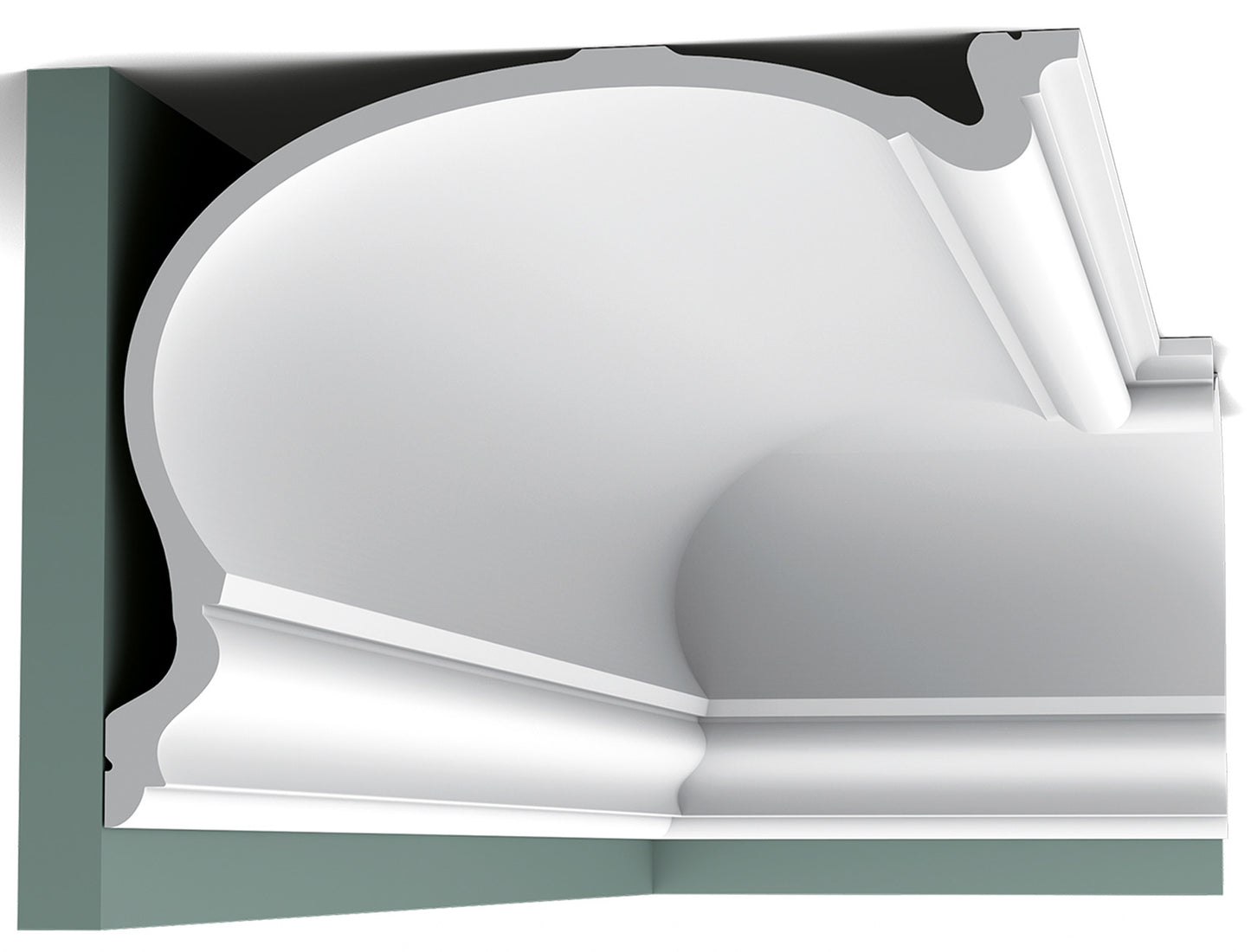 Orac Decor C344 Cornice Soffitto Parete Purotouch® Poliuretano Ad Alta Densità Bianco Resistente Agli Urti Calore Acqua Facile Da Installare Verniciabile Pretrattata Primer Acrilico Impermeabile Per Interno ed Esterno Ambienti Umidi Misura 200x27,3x35 cm