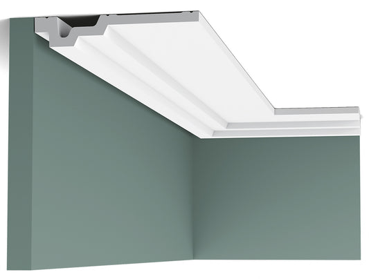 Orac Decor C353 Cornice Soffitto Parete Purotouch® Poliuretano Ad Alta Densità Bianco Resistente Agli Urti Calore Facile Da Installare Verniciabile Pretrattata Primer Acrilico Impermeabile Per Interno ed Esterno Ambienti Umidi Misura 200x3x16,5 cm