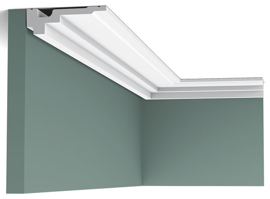Orac Decor C355 Cornice Soffitto Parete Purotouch® Poliuretano Ad Alta Densità Bianco Resistente Agli Urti Calore Facile Da Installare Verniciabile Pretrattata Primer Acrilico Impermeabile Per Interno ed Esterno Ambienti Umidi Misura 200x3,5x11,1 cm
