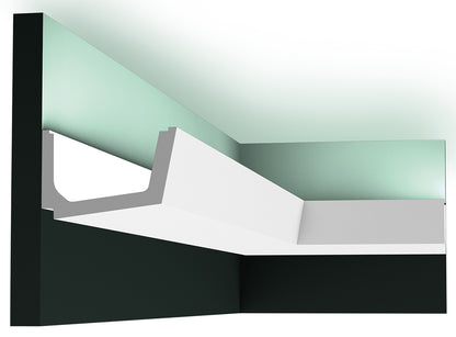 Orac Decor C357 Cornice Soffitto Parete Purotouch® Poliuretano Ad Alta Densità Bianco Resistente Agli Urti Calore Acqua Illuminazione Indiretta Verniciabile Pretrattata Primer Acrilico Impermeabile Per Interno Esterno Ambienti Umidi Misura 200x7,1x11 cm