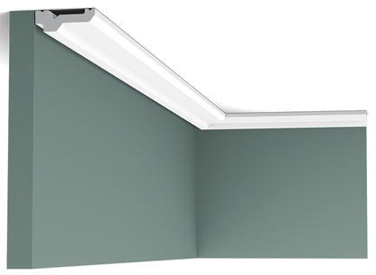 Orac Decor C360 Cornice Soffitto Parete Purotouch® Poliuretano Ad Alta Densità Bianco Resistente Agli Urti Calore Acqua Facile Da Installare Verniciabile Pretrattata Primer Acrilico Impermeabile Per Interno ed Esterno Ambienti Umidi Misura 200x2,1x6 cm