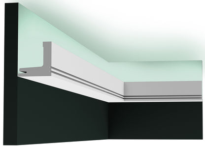 Orac Decor C361 Cornice Soffitto Parete Purotouch® Poliuretano Ad Alta Densità Bianco Resistente Agli Urti Calore Acqua Illuminazione Indiretta Verniciabile Pretrattata Primer Acrilico Impermeabile Per Interno Esterno Ambienti Umidi Misura 200x5x5 cm