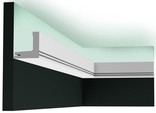 Orac Decor C361 Cornice Soffitto Parete Purotouch® Poliuretano Ad Alta Densità Bianco Resistente Agli Urti Calore Acqua Illuminazione Indiretta Verniciabile Pretrattata Primer Acrilico Impermeabile Per Interno Esterno Ambienti Umidi Misura 200x5x5 cm