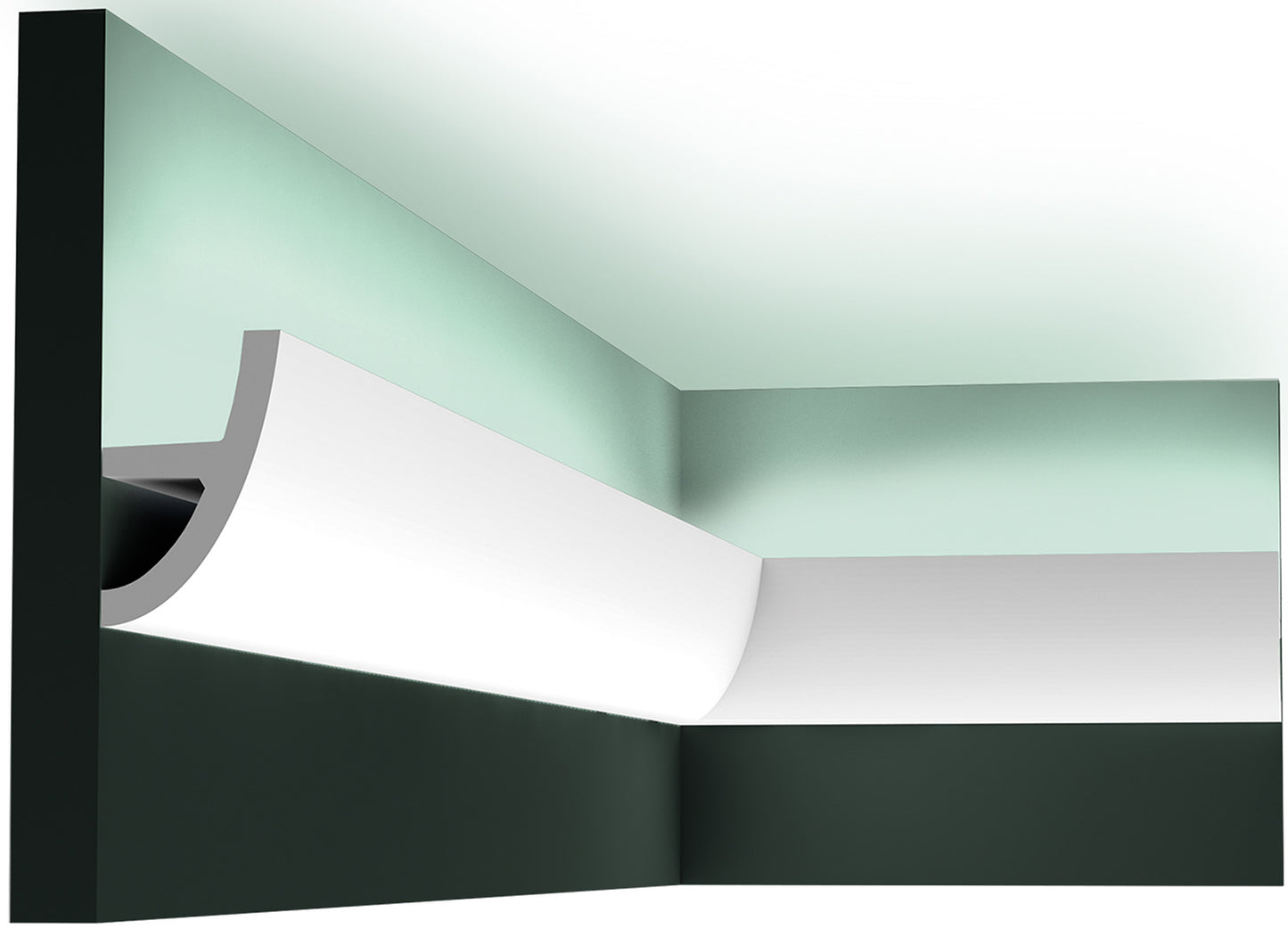 Orac Decor C373 Cornice Soffitto Parete Purotouch® Poliuretano Ad Alta Densità Bianco Resistente Agli Urti Calore Acqua Illuminazione Indiretta Verniciabile Pretrattata Primer Acrilico Impermeabile Per Interno Esterno Ambienti Umidi Misura 200x8x4,9 cm