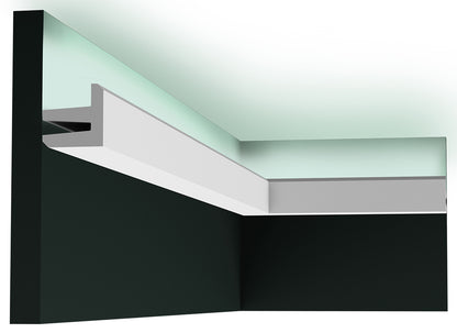 Orac Decor C380 Cornice Soffitto Parete Purotouch® Poliuretano Ad Alta Densità Bianco Resistente Agli Urti Calore Acqua Illuminazione Indiretta Verniciabile Pretrattata Primer Acrilico Impermeabile Per Interno Esterno Ambienti Umidi Misura 200x5x5 cm