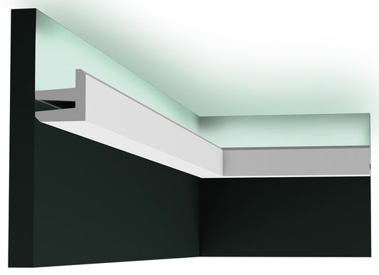 Orac Decor C380 Cornice Soffitto Parete Purotouch® Poliuretano Ad Alta Densità Bianco Resistente Agli Urti Calore Acqua Illuminazione Indiretta Verniciabile Pretrattata Primer Acrilico Impermeabile Per Interno Esterno Ambienti Umidi Misura 200x5x5 cm