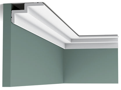 Orac Decor C390 Cornice Soffitto Parete Purotouch® Poliuretano Ad Alta Densità Bianco Resistente Agli Urti Calore Acqua Illuminazione Indiretta Verniciabile Pretrattata Primer Acrilico Impermeabile Per Interno Esterno Ambienti Umidi Misura 200x6x10 cm