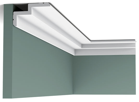 Orac Decor C390 Cornice Soffitto Parete Purotouch® Poliuretano Ad Alta Densità Bianco Resistente Agli Urti Calore Acqua Illuminazione Indiretta Verniciabile Pretrattata Primer Acrilico Impermeabile Per Interno Esterno Ambienti Umidi Misura 200x6x10 cm