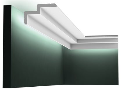 Orac Decor C390 Cornice Soffitto Parete Purotouch® Poliuretano Ad Alta Densità Bianco Resistente Agli Urti Calore Acqua Illuminazione Indiretta Verniciabile Pretrattata Primer Acrilico Impermeabile Per Interno Esterno Ambienti Umidi Misura 200x6x10 cm