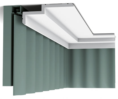 Orac Decor C391 Cornice Soffitto Parete Purotouch® Poliuretano Ad Alta Densità Bianco Resistente Agli Urti Calore Acqua Illuminazione Indiretta Tenda Verniciabile Pretrattata Primer Acrilico Impermeabile Interno Esterno Ambienti Umidi Misura 200x6x16 cm
