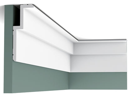 Orac Decor C391 Cornice Soffitto Parete Purotouch® Poliuretano Ad Alta Densità Bianco Resistente Agli Urti Calore Acqua Illuminazione Indiretta Tenda Verniciabile Pretrattata Primer Acrilico Impermeabile Interno Esterno Ambienti Umidi Misura 200x6x16 cm