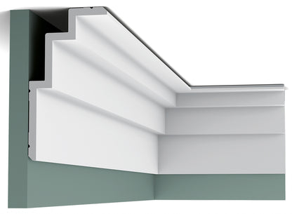 Orac Decor C392 Cornice Soffitto Parete Purotouch® Poliuretano Ad Alta Densità Bianco Resistente Agli Urti Calore Acqua Facile Da Installare Verniciabile Pretrattata Primer Acrilico Impermeabile Per Interno ed Esterno Ambienti Umidi Misura 200x10x19 cm