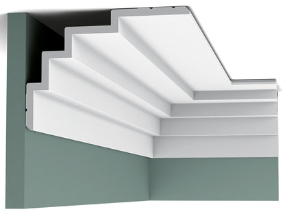 Orac Decor C393 Cornice Soffitto Parete Purotouch® Poliuretano Ad Alta Densità Bianco Resistente Agli Urti Calore Acqua Facile Da Installare Verniciabile Pretrattata Primer Acrilico Impermeabile Per Interno ed Esterno Ambienti Umidi Misura 200x15x21 cm